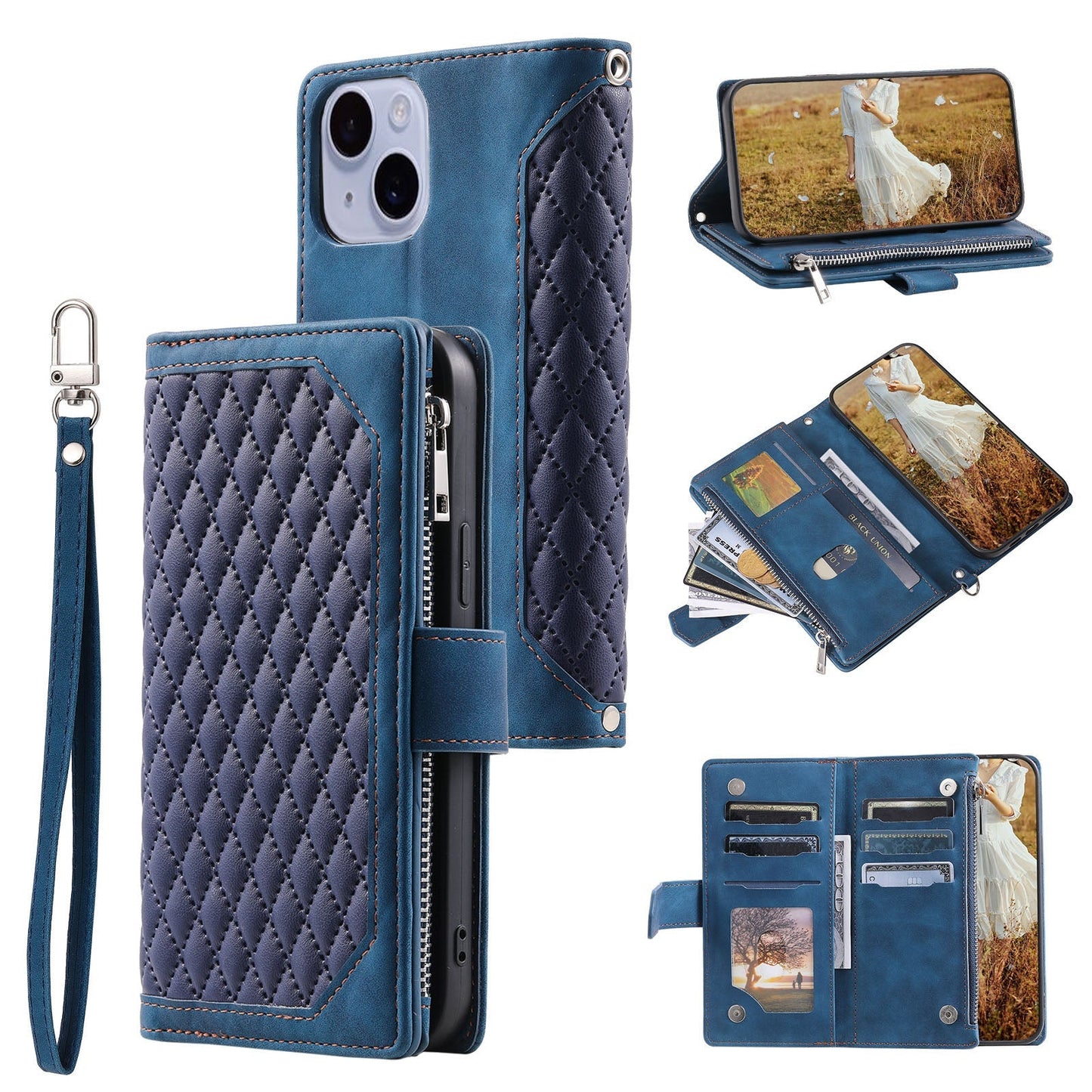 New Zipper Wallet Leather Phone Case for iPhone 16 Pro Max