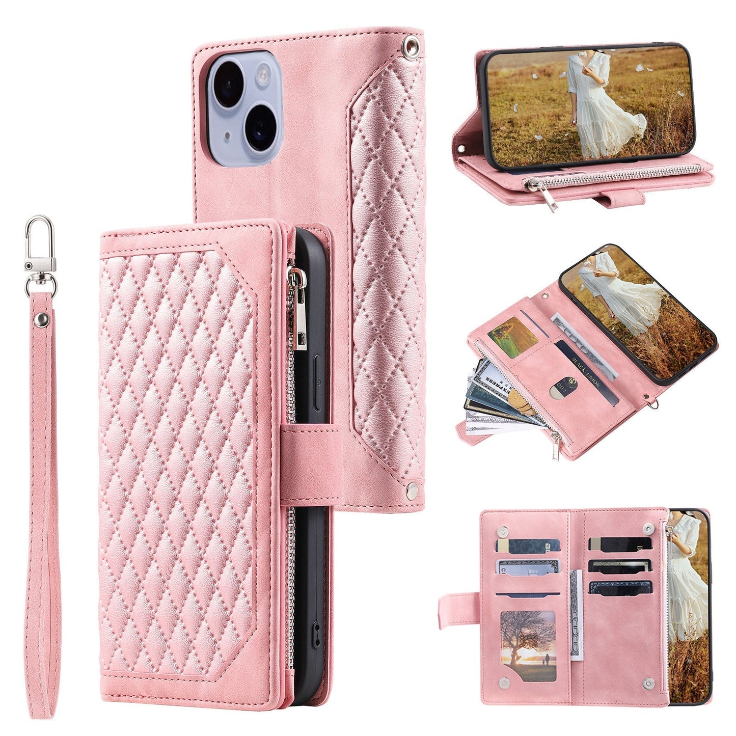 New Zipper Wallet Leather Phone Case for iPhone 16 Pro Max