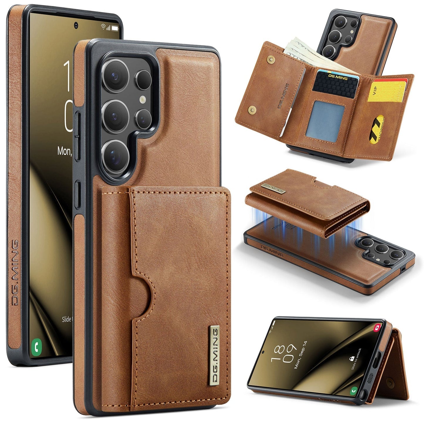 New 2-IN-1 RFID Blocking Wallet Card Holder Leather Phone Case for Samsung