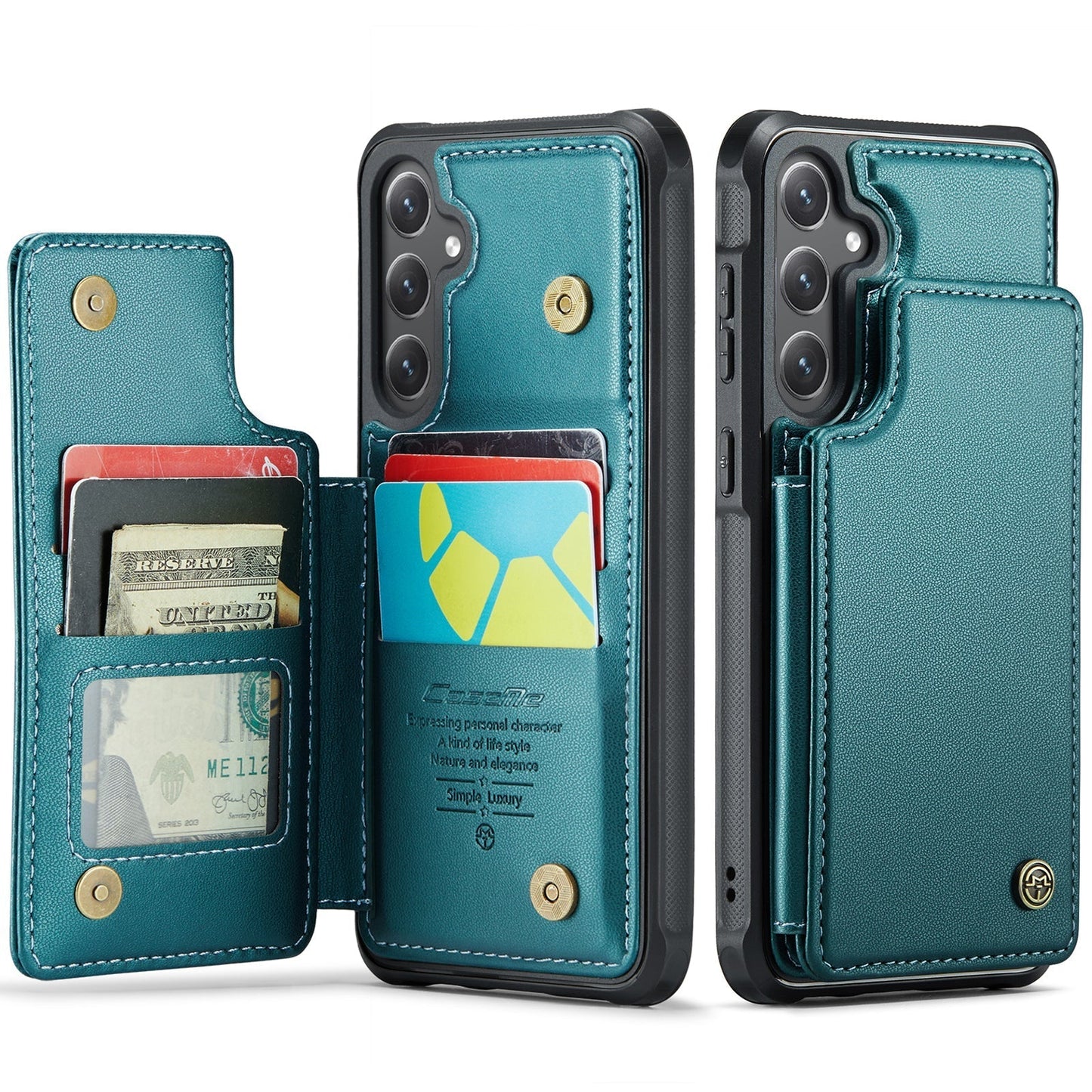 New RFID Blocking Card Holder Leather Phone Case for Samsung
