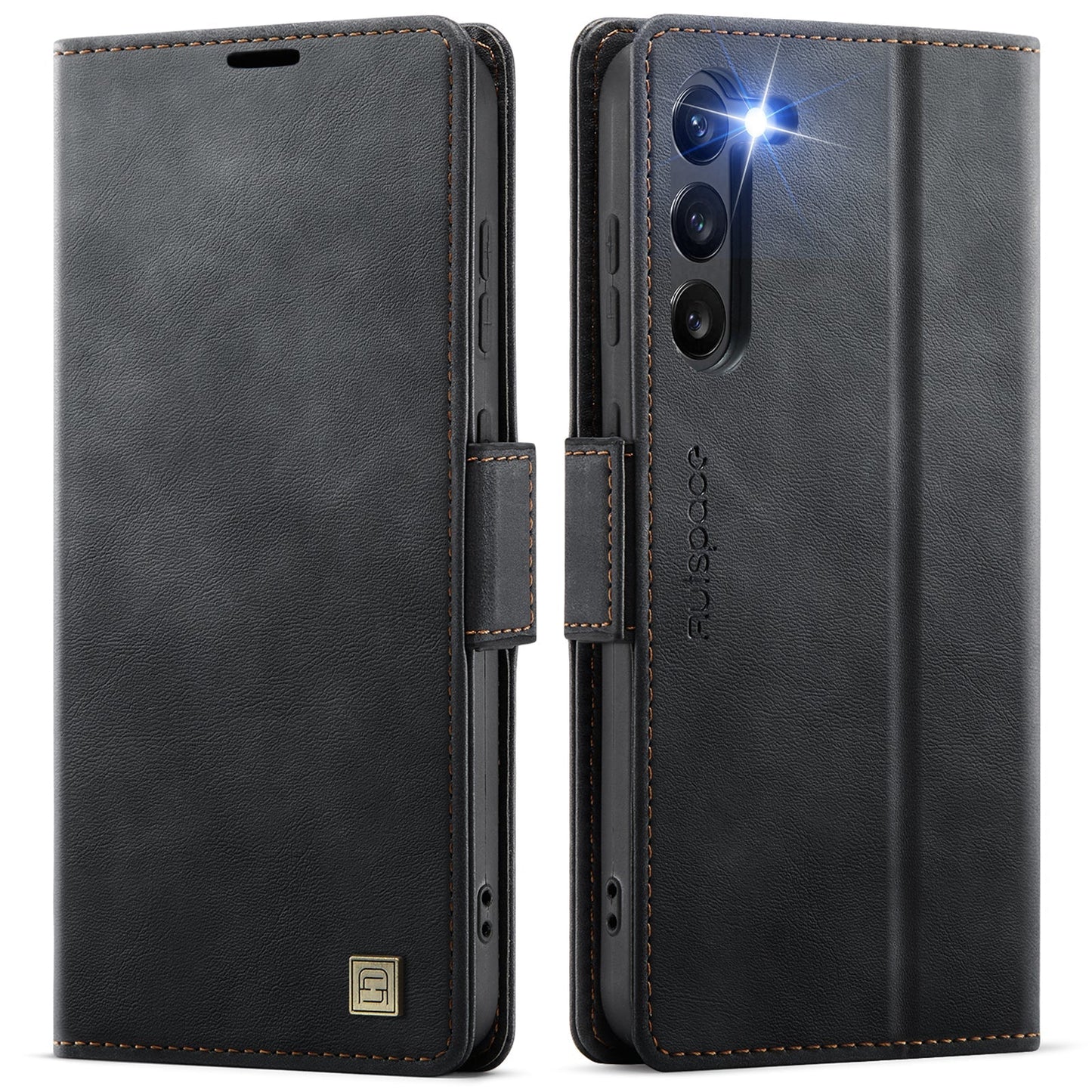 New RFID Blocking Card Holder Wireless Charging Leather Phone Case for Samsung