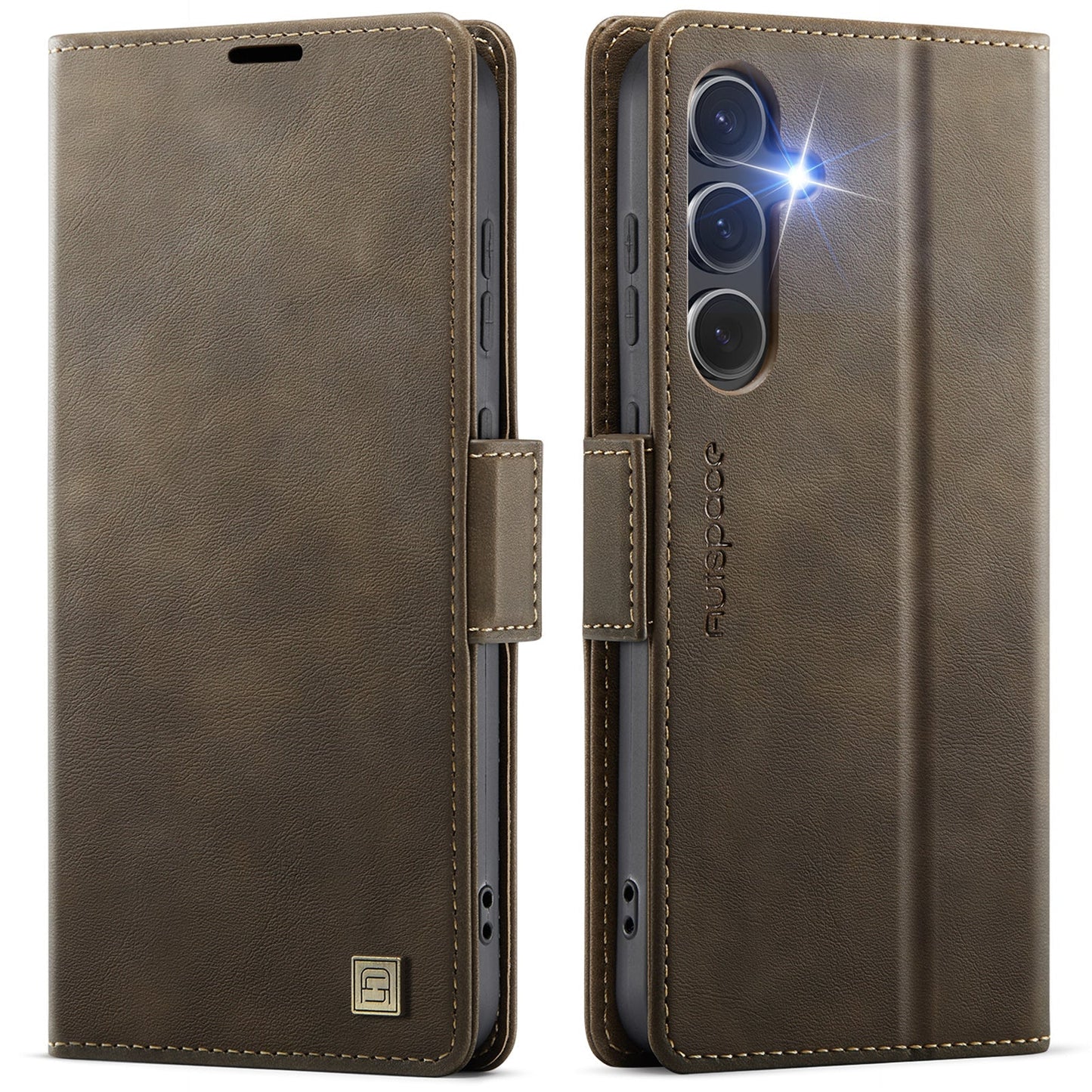 New RFID Blocking Card Holder Wireless Charging Leather Phone Case for Samsung