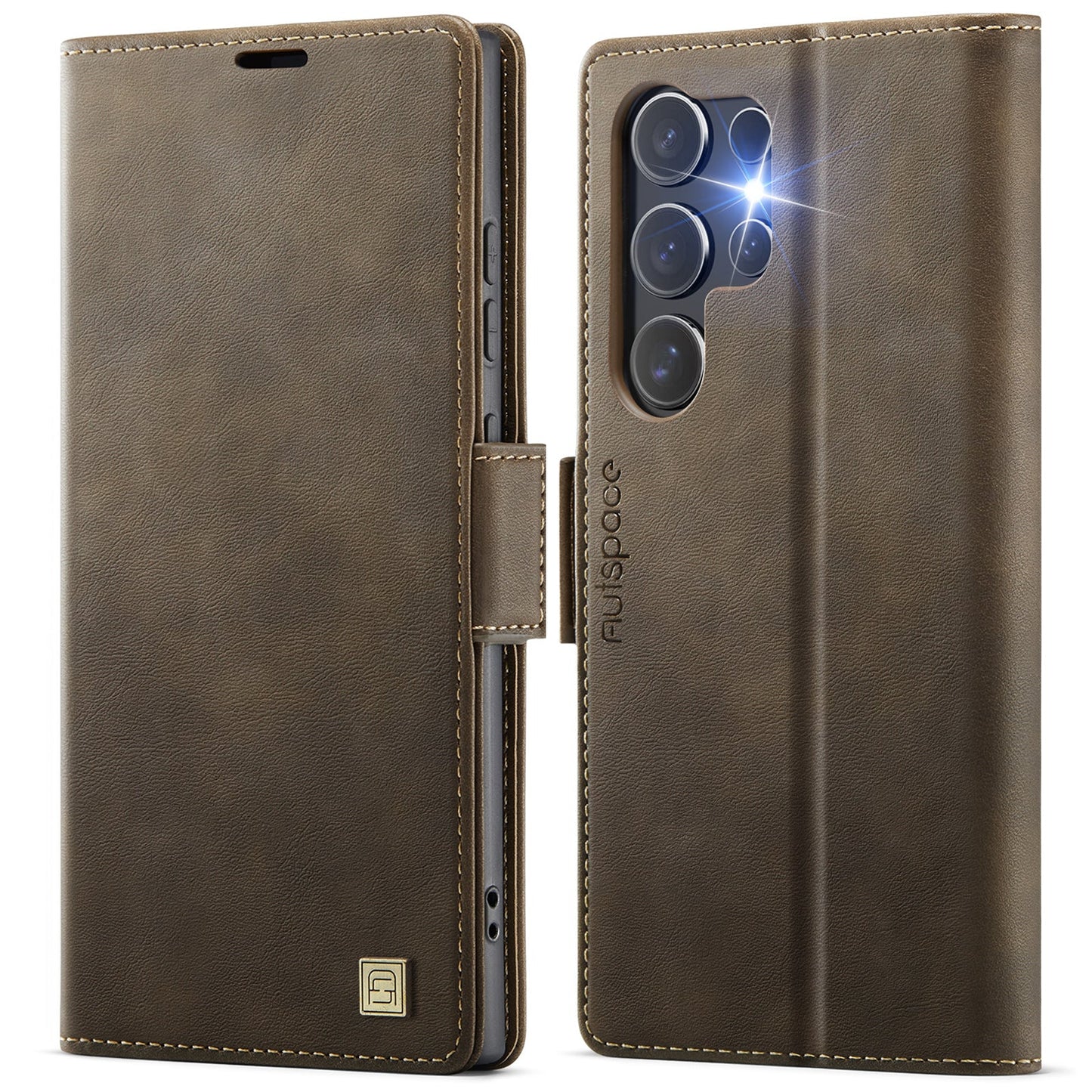 New RFID Blocking Card Holder Wireless Charging Leather Phone Case for Samsung