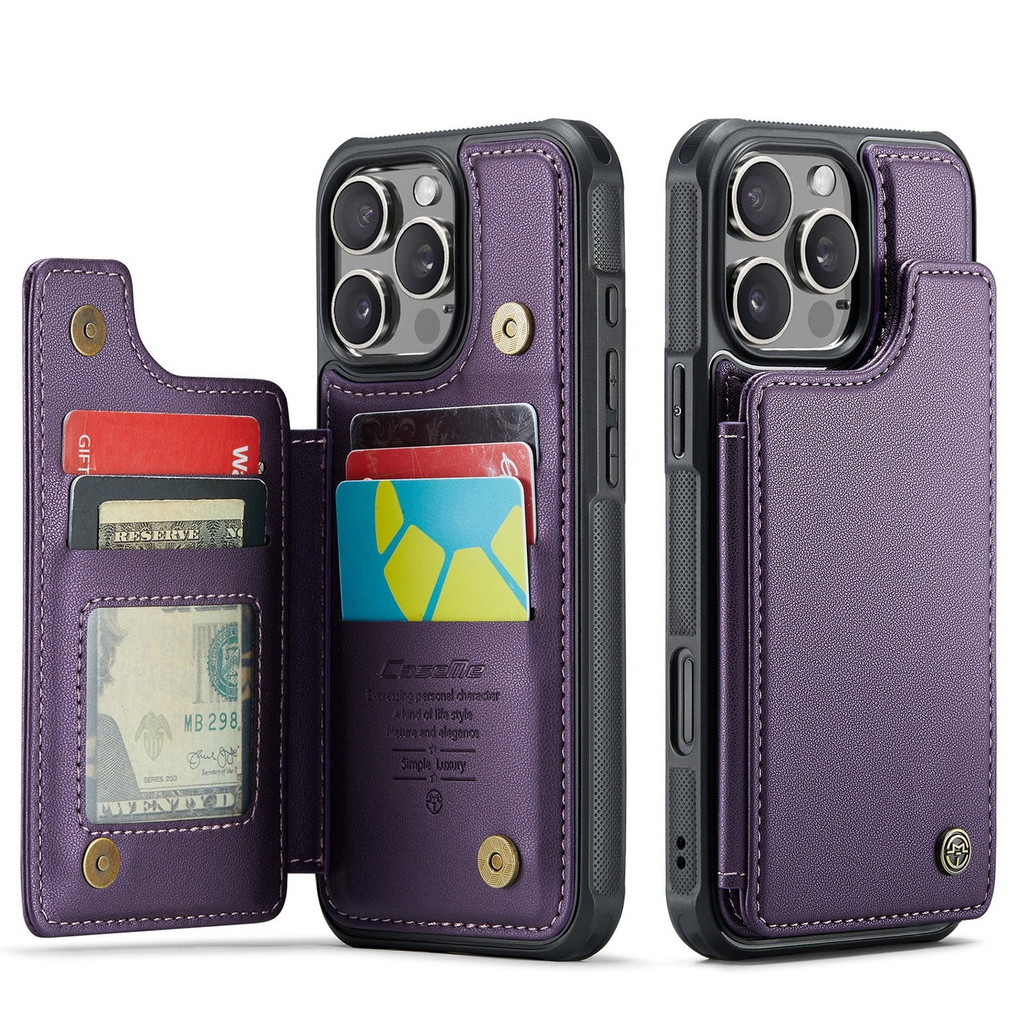 New RFID Blocking Card Holder Leather Phone Case for iPhone 16 Pro Max