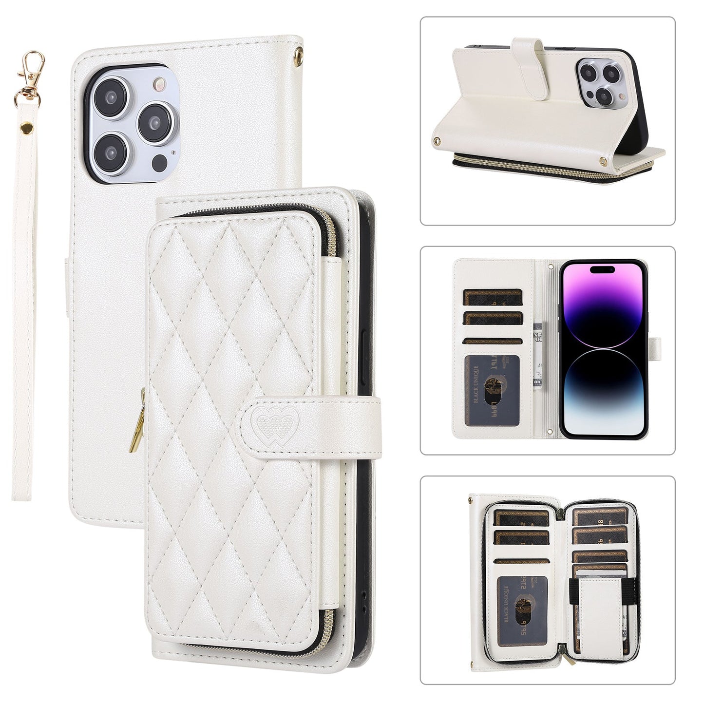 New Zipper Wallet Leather Card Holder Phone Case for iPhone 16 Pro Max
