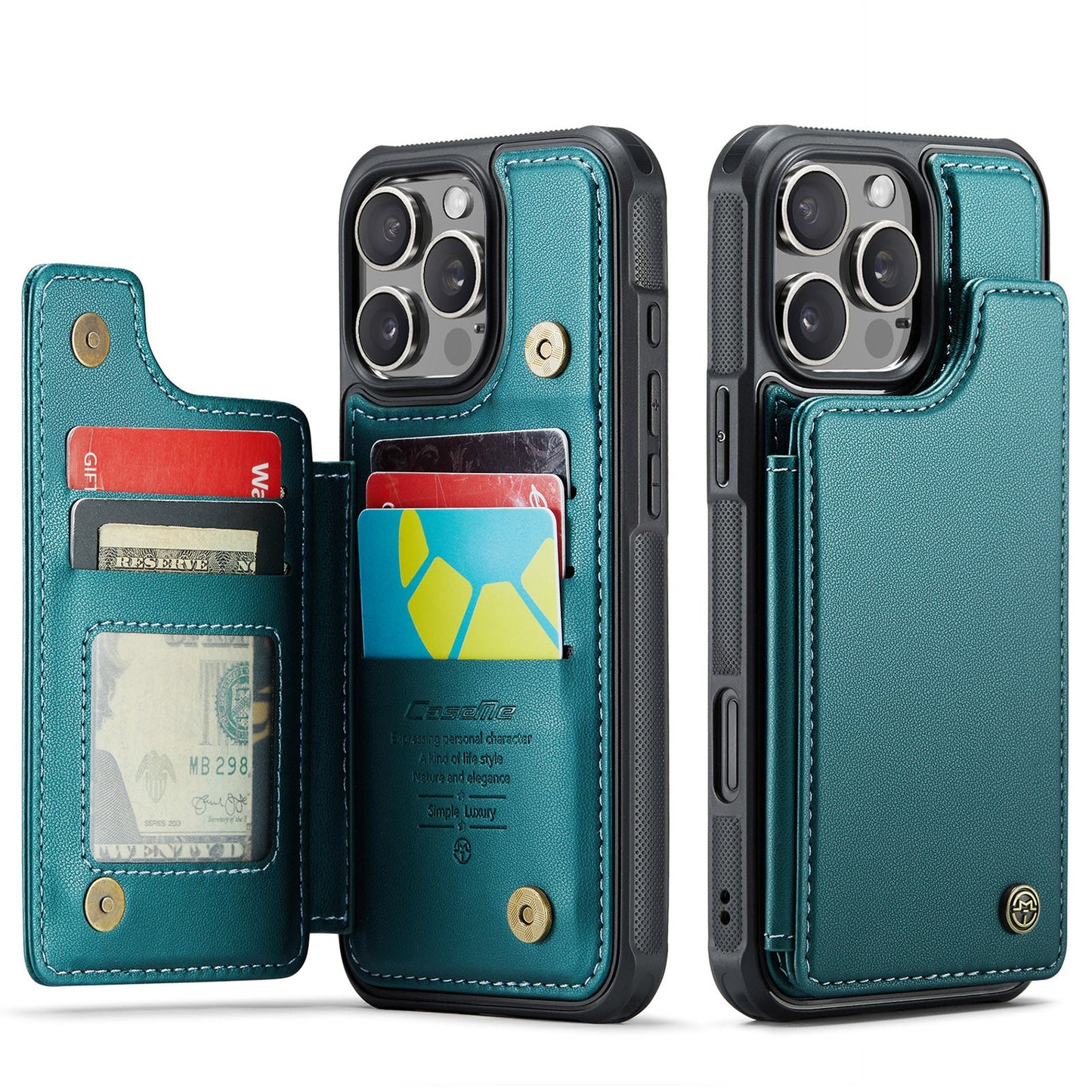 New RFID Blocking Card Holder Leather Phone Case for iPhone 16 Pro Max