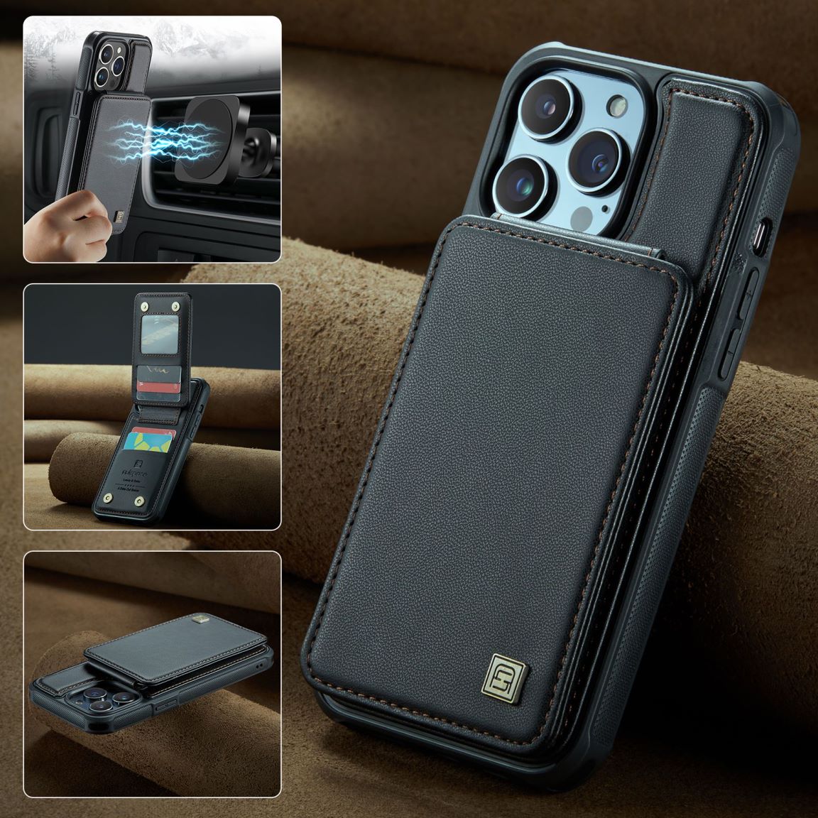 New RFID Blocking Card Holder Phone Case for iPhone 16 Pro Max