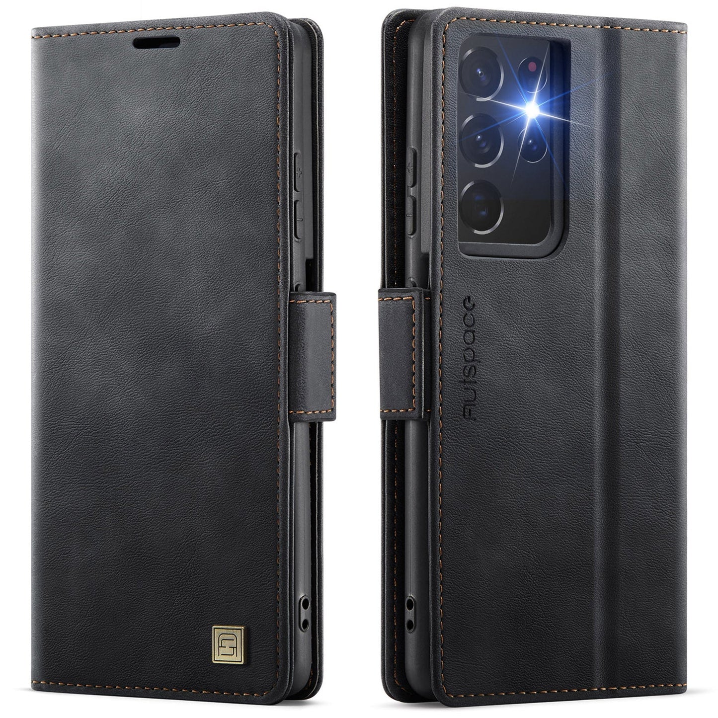 New RFID Blocking Card Holder Wireless Charging Leather Phone Case for Samsung