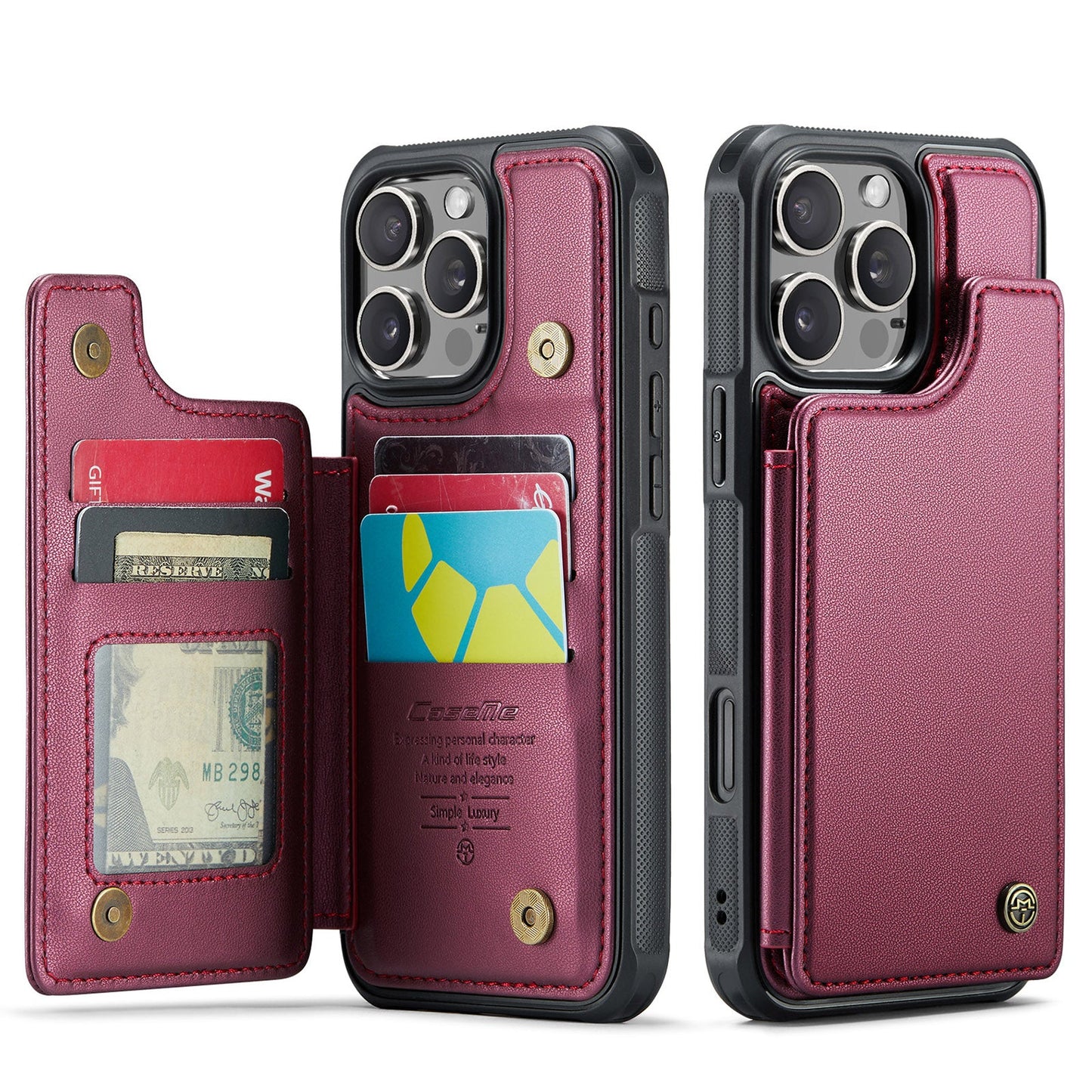 New RFID Blocking Card Holder Leather Phone Case for iPhone 16 Pro Max