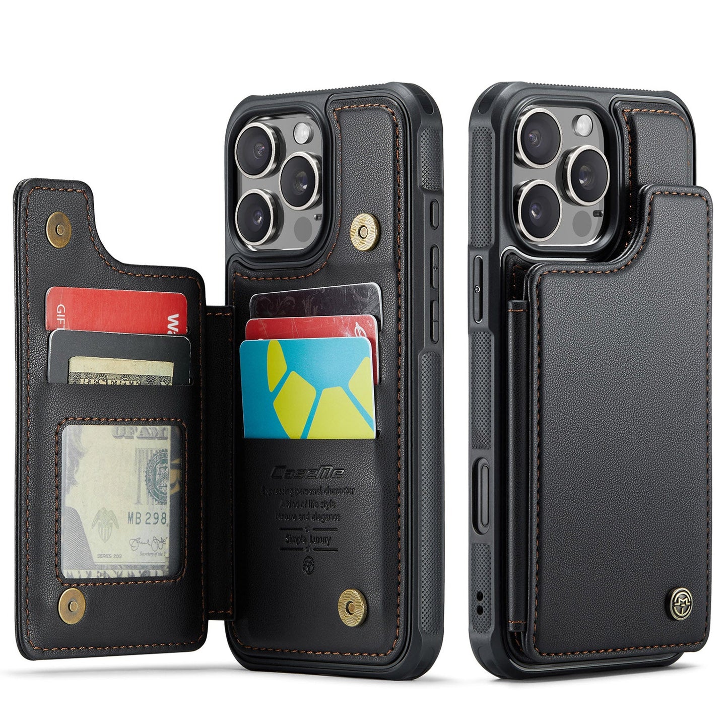 New RFID Blocking Card Holder Leather Phone Case for iPhone 16 Pro Max