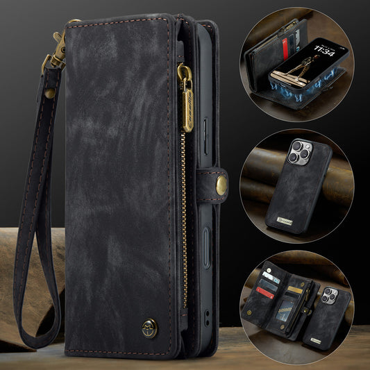 New Zipper Wallet Wireless Charging Leather Phone Case for iPhone 16 Pro Max