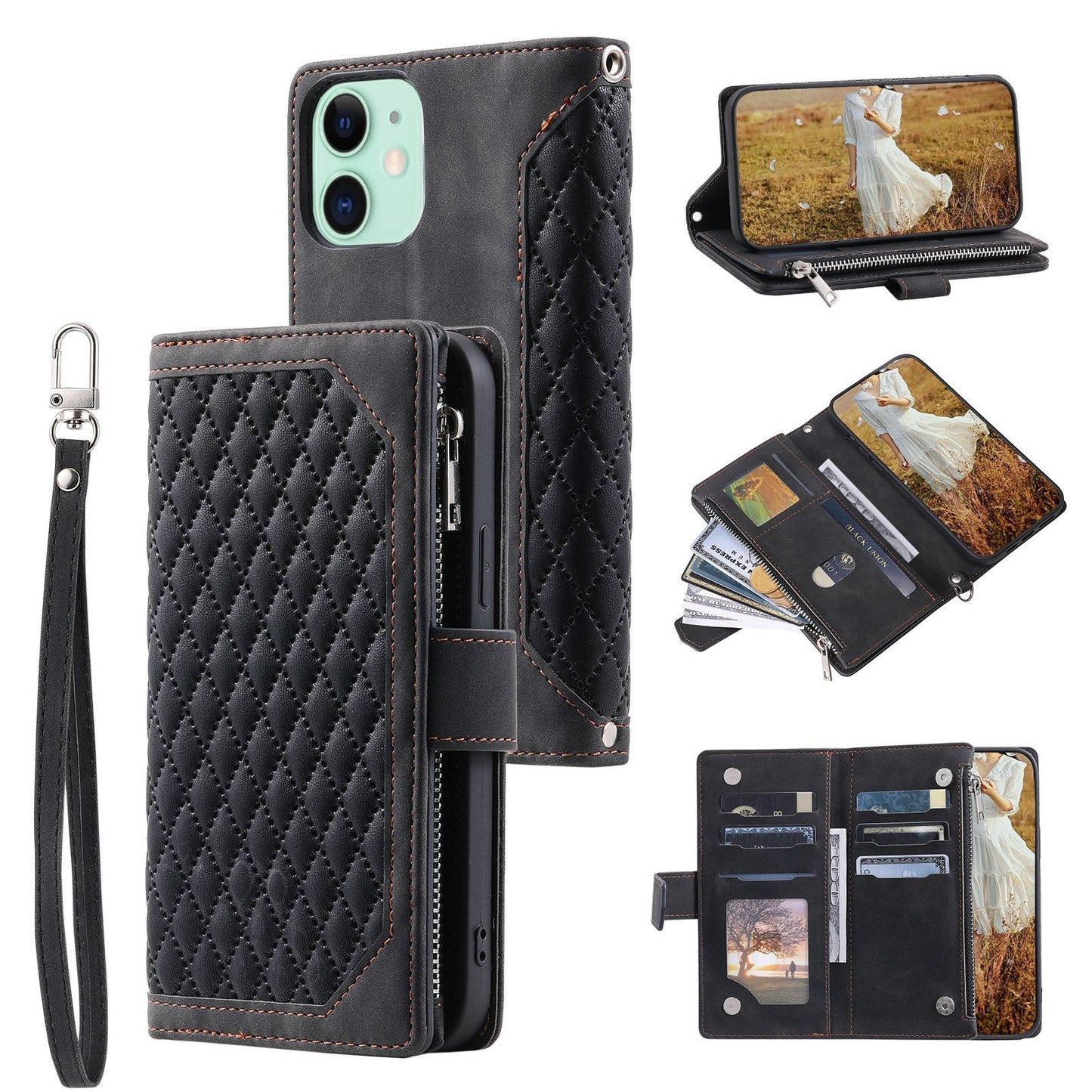 New Zipper Wallet Leather Phone Case for iPhone 16 Pro Max