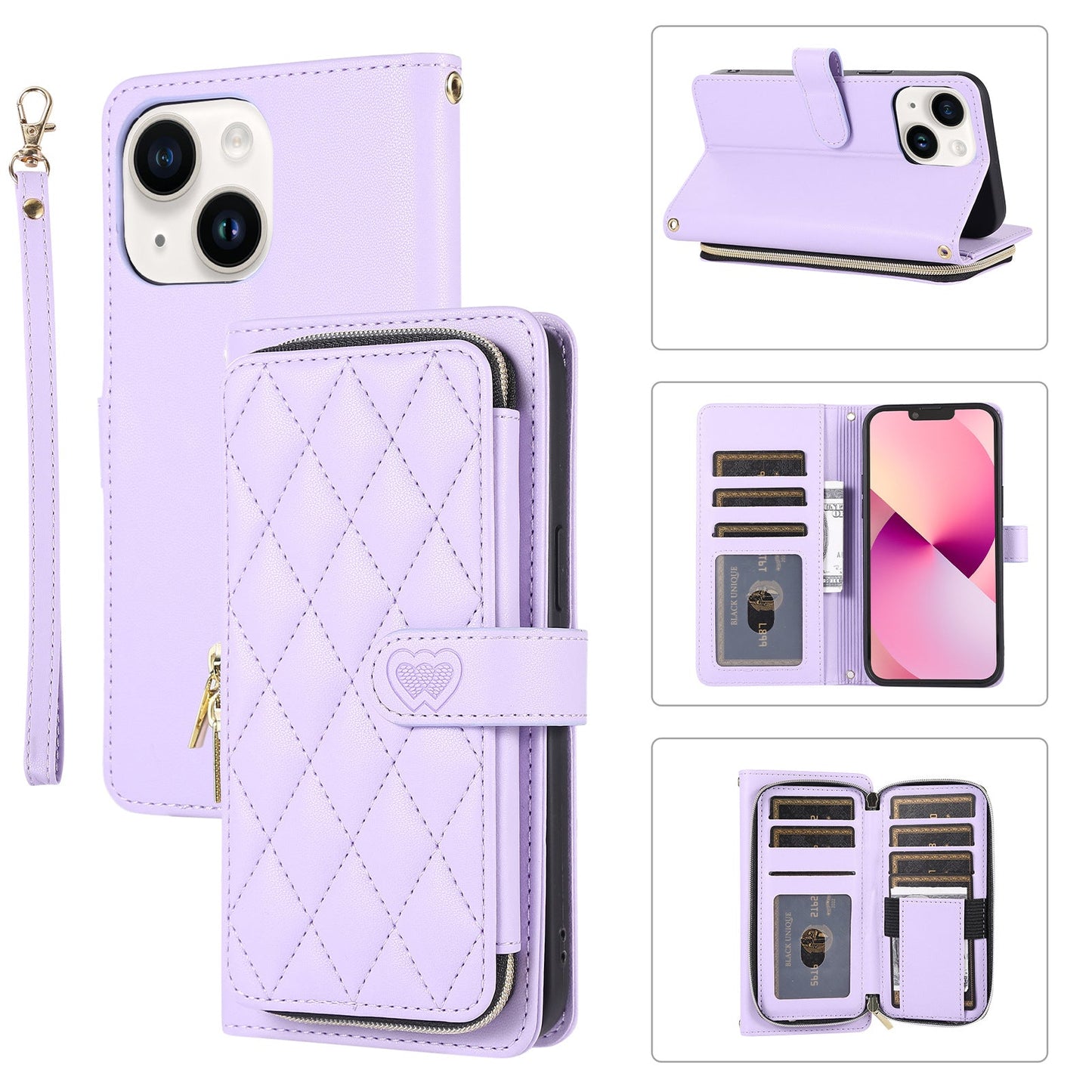 New Zipper Wallet Leather Card Holder Phone Case for iPhone 16 Pro Max