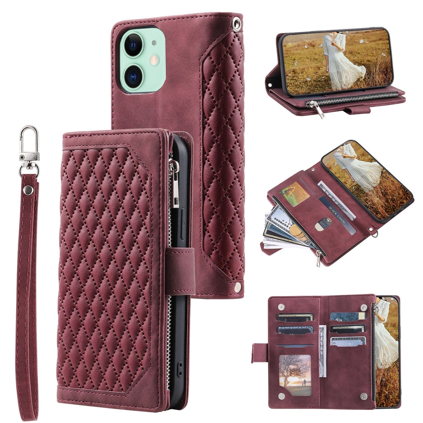 New Zipper Wallet Leather Phone Case for iPhone 16 Pro Max