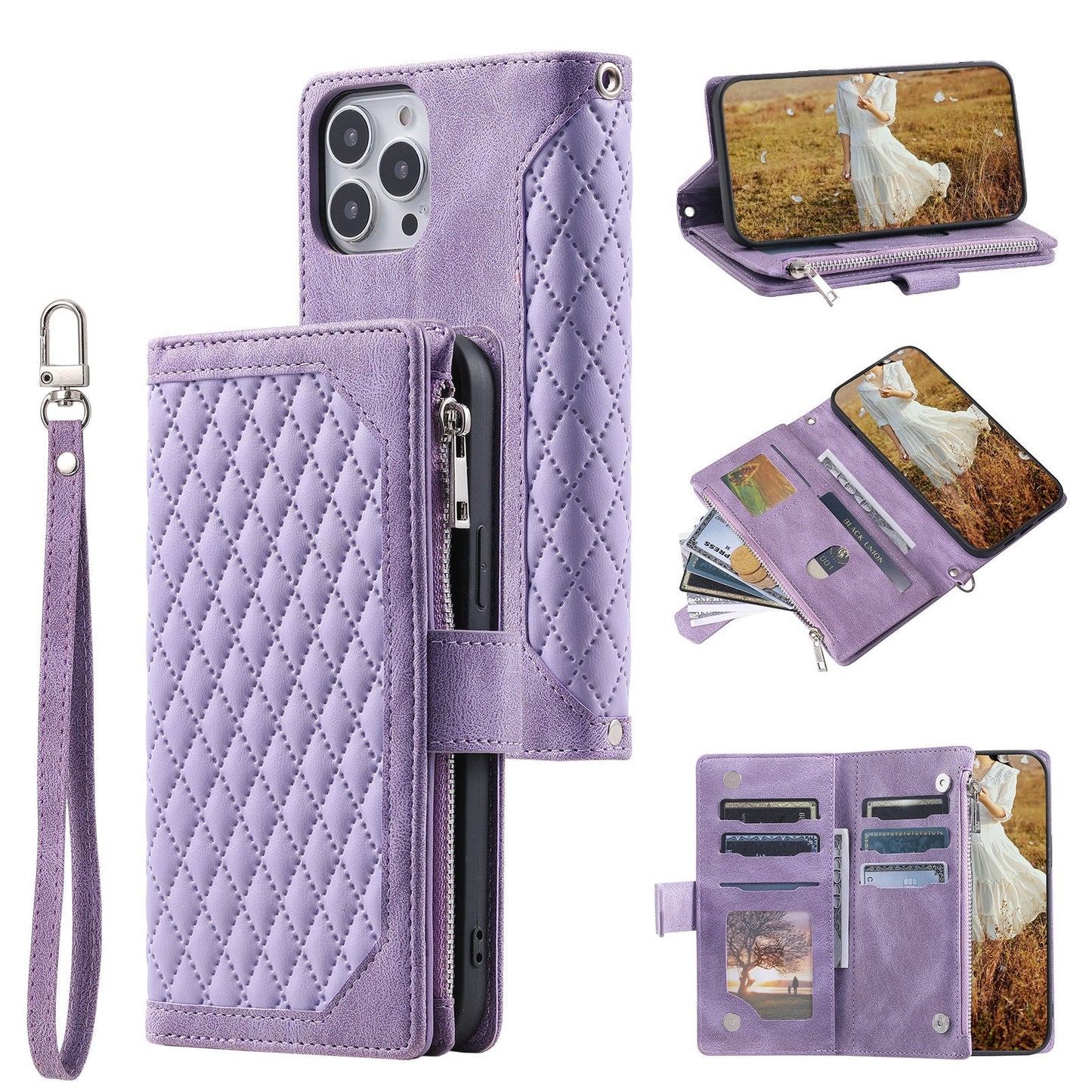New Zipper Wallet Leather Phone Case for iPhone 16 Pro Max