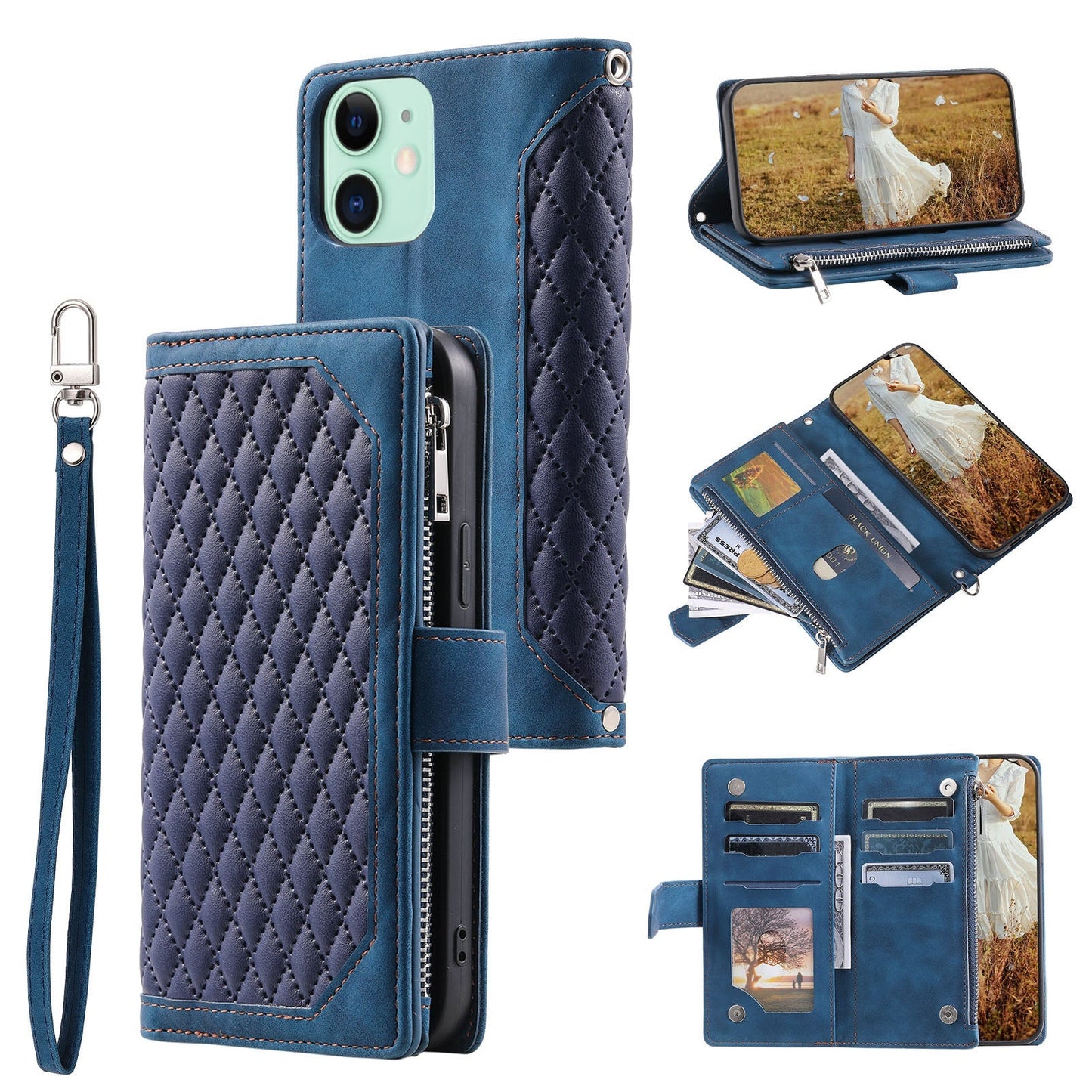 New Zipper Wallet Leather Phone Case for iPhone 16 Pro Max