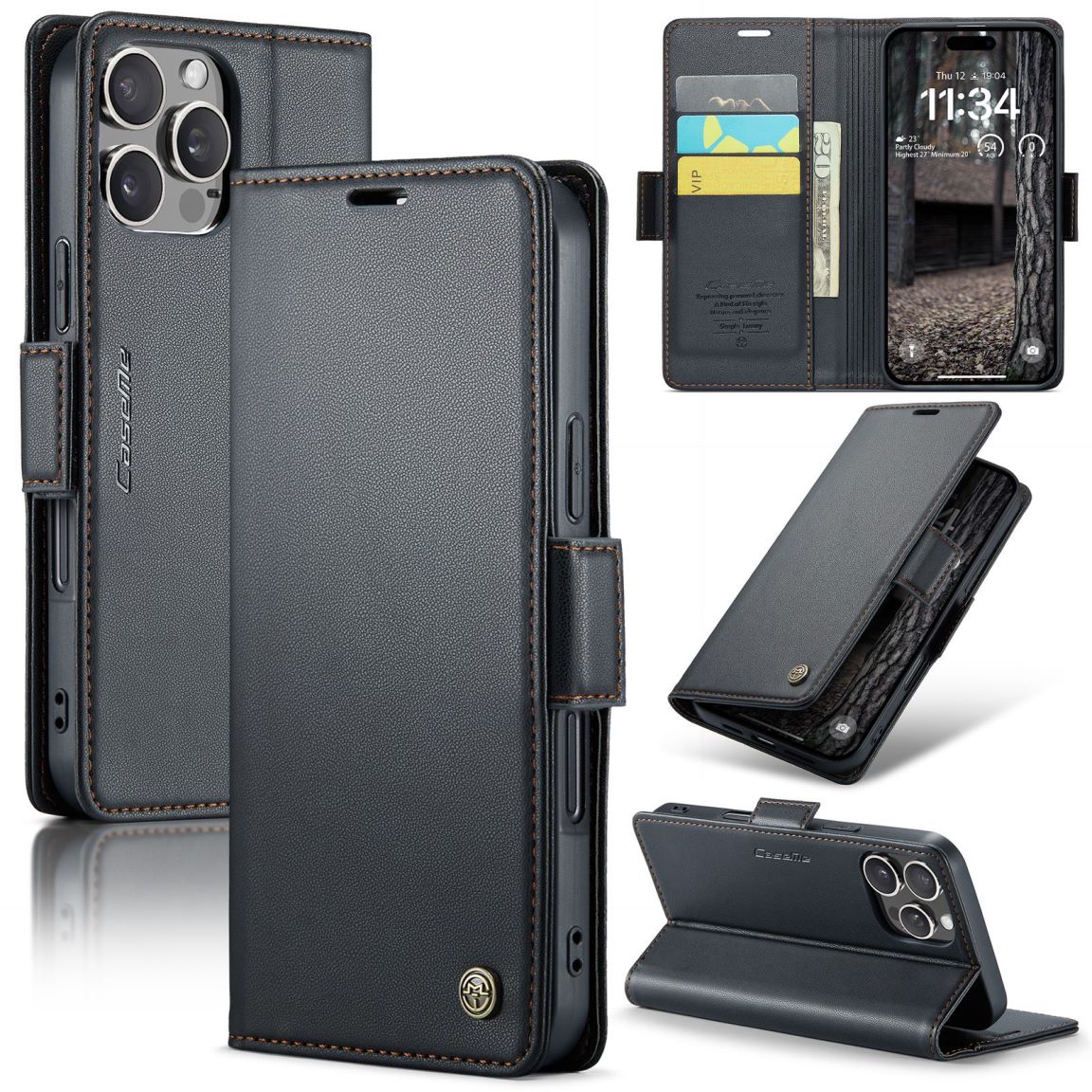 New RFID Blocking Card Holder Wireless Charging Phone Case for iPhone 16 Pro Max