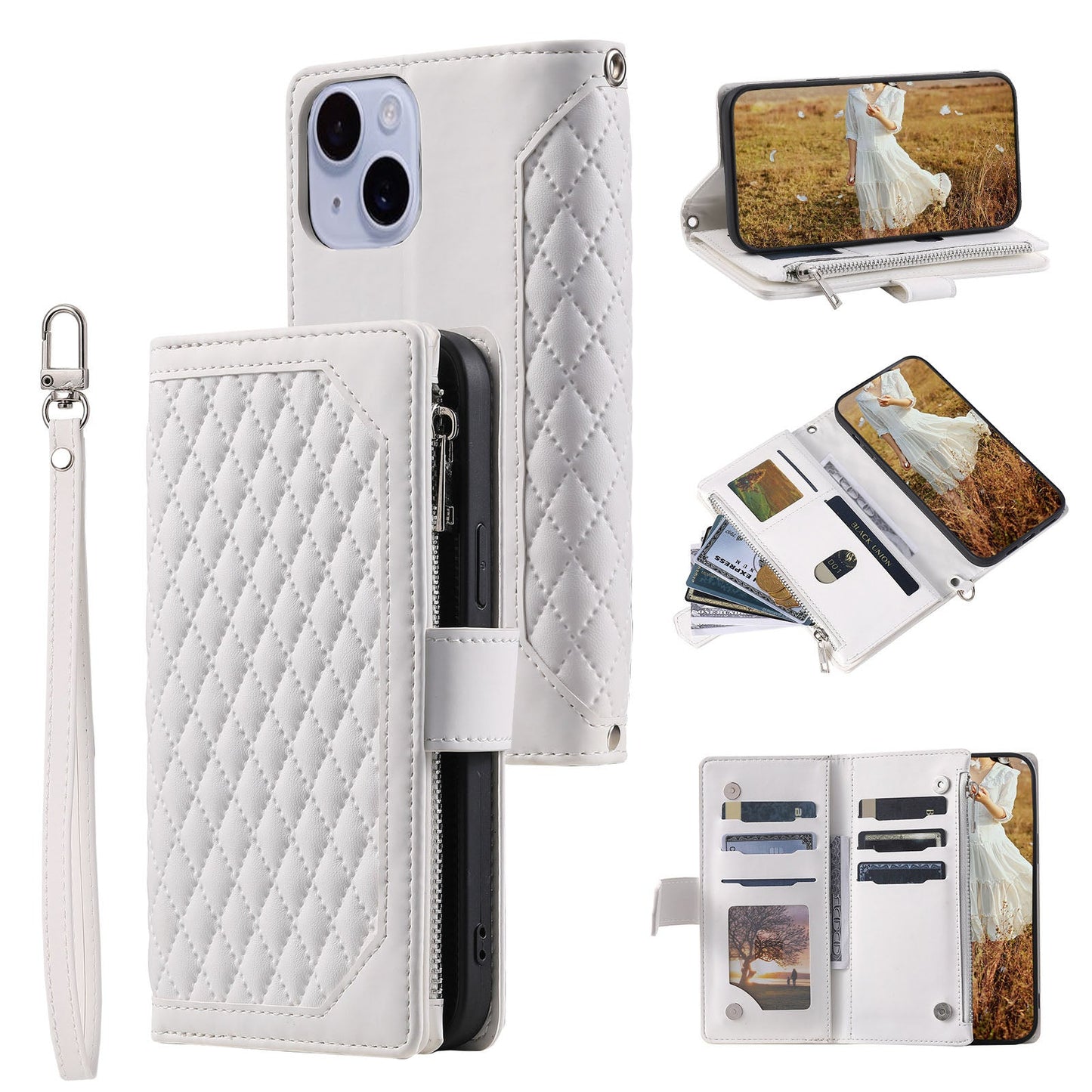 New Zipper Wallet Leather Phone Case for iPhone 16 Pro Max