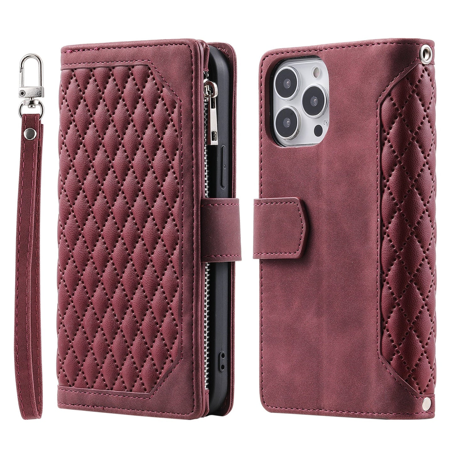 New Zipper Wallet Leather Phone Case for iPhone 16 Pro Max