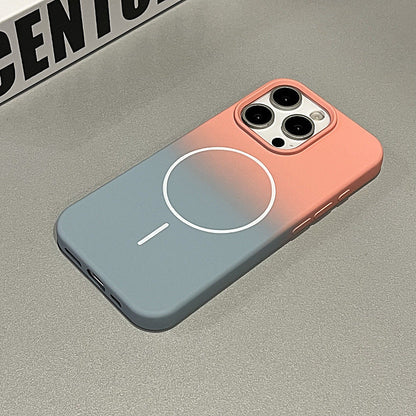 New Liquid Silicone Magnetic Dual Color Gradient Phone Case for iPhone
