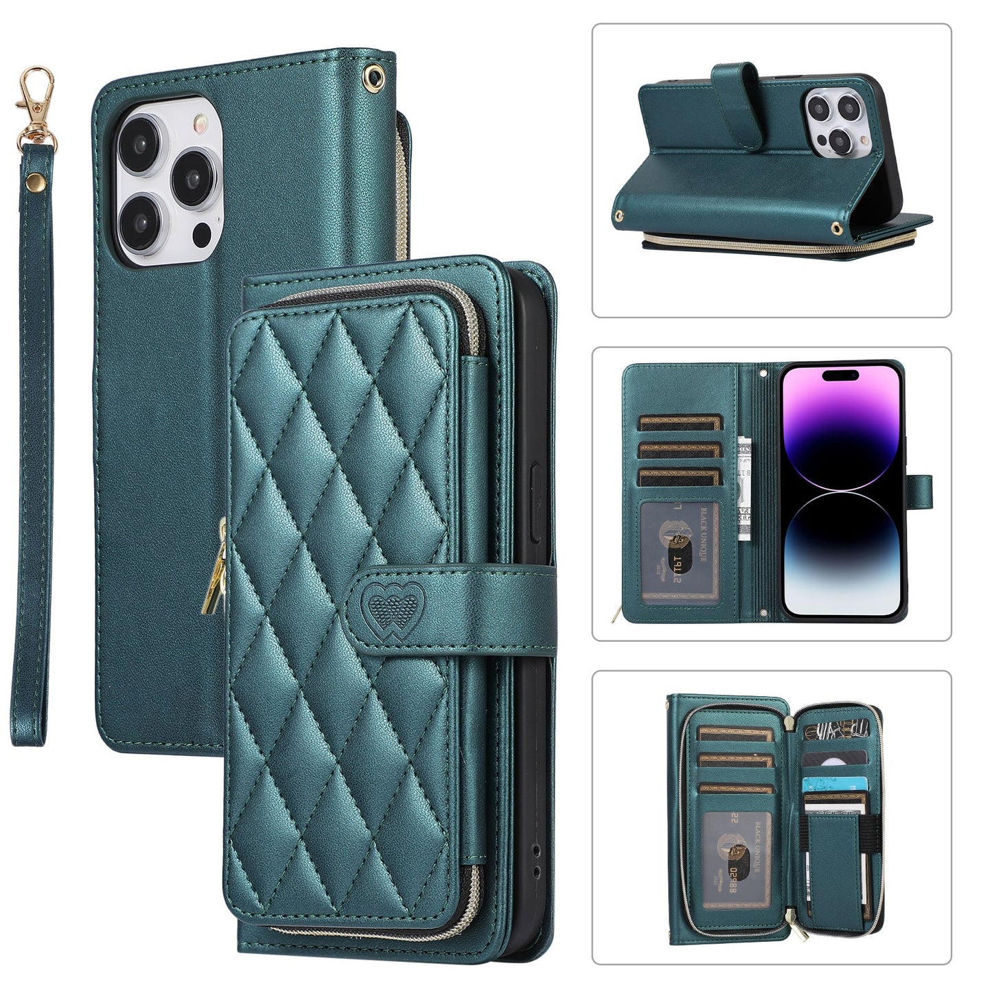 New Zipper Wallet Leather Card Holder Phone Case for iPhone 16 Pro Max