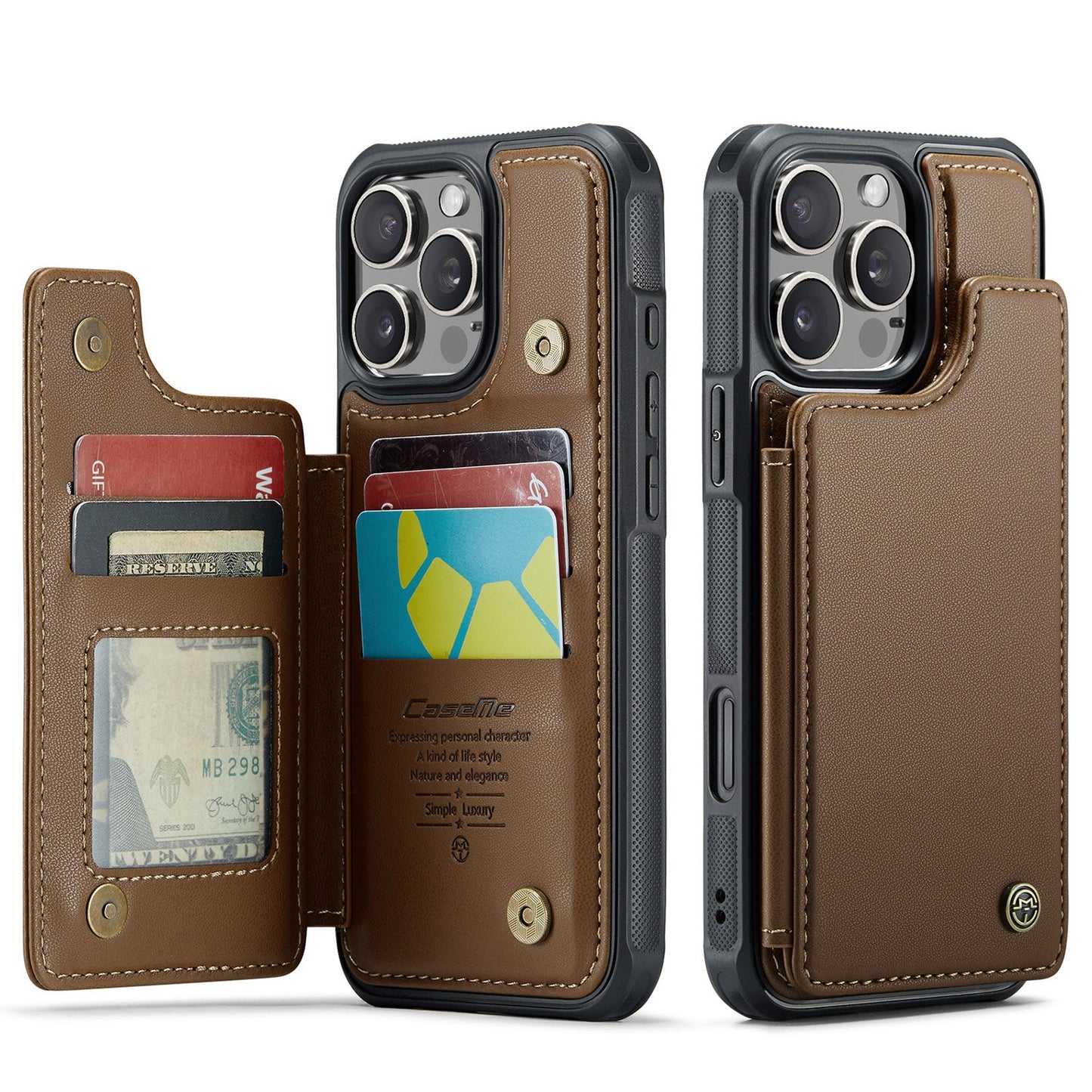 New RFID Blocking Card Holder Leather Phone Case for iPhone 16 Pro Max