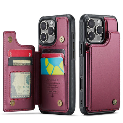 New RFID Blocking Card Holder Leather Phone Case for iPhone 16 Pro Max
