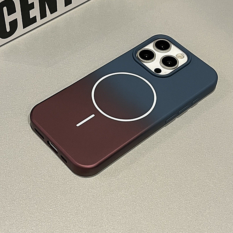 New Liquid Silicone Magnetic Dual Color Gradient Phone Case for iPhone