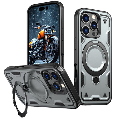 New PC Hybrid TPU Armor MagSafe Ring Holder Phone Case for iPhone