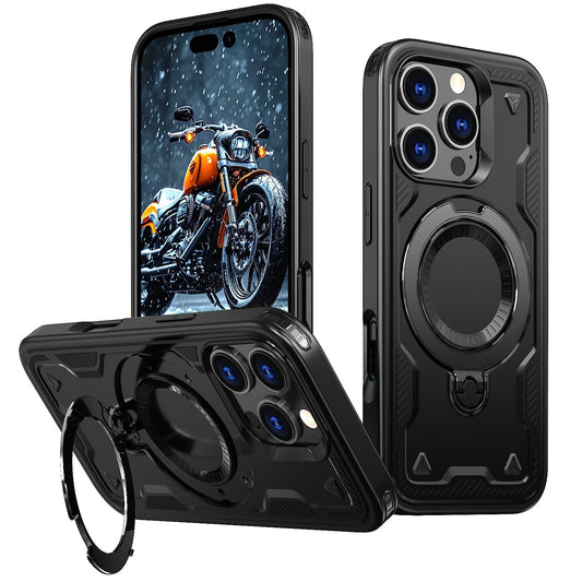 New PC Hybrid TPU Armor MagSafe Ring Holder Phone Case for iPhone