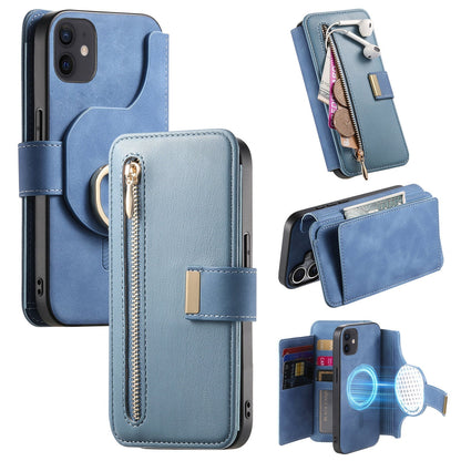 New RFID Blocking Zipper Wallet Magnetic Leather Phone Case for iPhone