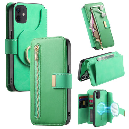 New RFID Blocking Zipper Wallet Magnetic Leather Phone Case for iPhone
