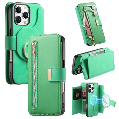 New RFID Blocking Zipper Wallet Magnetic Leather Phone Case for iPhone 16/16 Pro/16 Plus/16 Pro Max