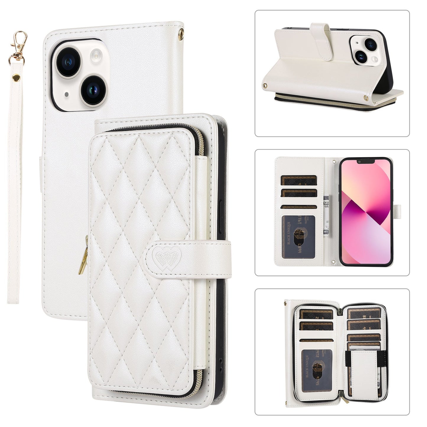 New Zipper Wallet Leather Card Holder Phone Case for iPhone 16 Pro Max