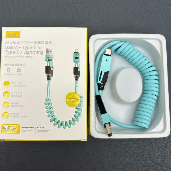 New 4-in-1 Fast Charging Cable Data Spring Cable