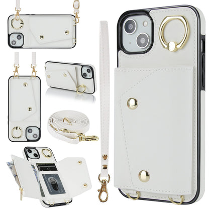 New Crossbody Zipper Wallet with Long and Short Lanyard Leather Phone Case for iPhone