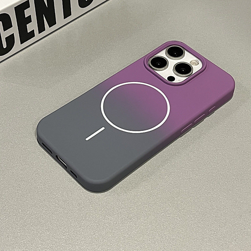 New Liquid Silicone Magnetic Dual Color Gradient Phone Case for iPhone