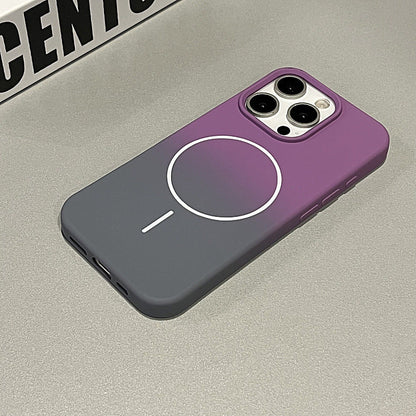 New Liquid Silicone Magnetic Dual Color Gradient Phone Case for iPhone