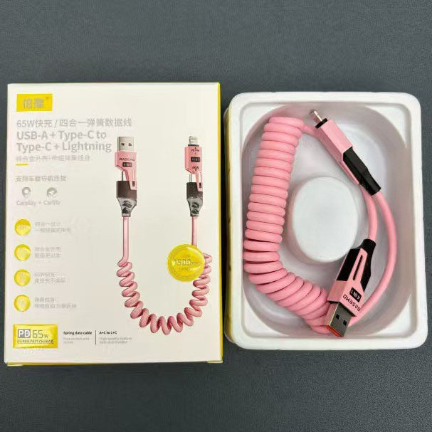 New 4-in-1 Fast Charging Cable Data Spring Cable