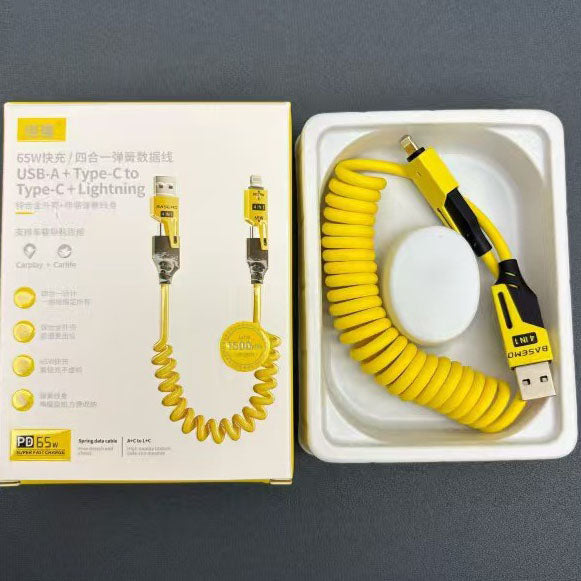 New 4-in-1 Fast Charging Cable Data Spring Cable